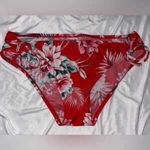 Kona Sol Red Floral Bikini Bottom